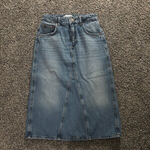 Zara Blue Denim midi Skirt- youth girls